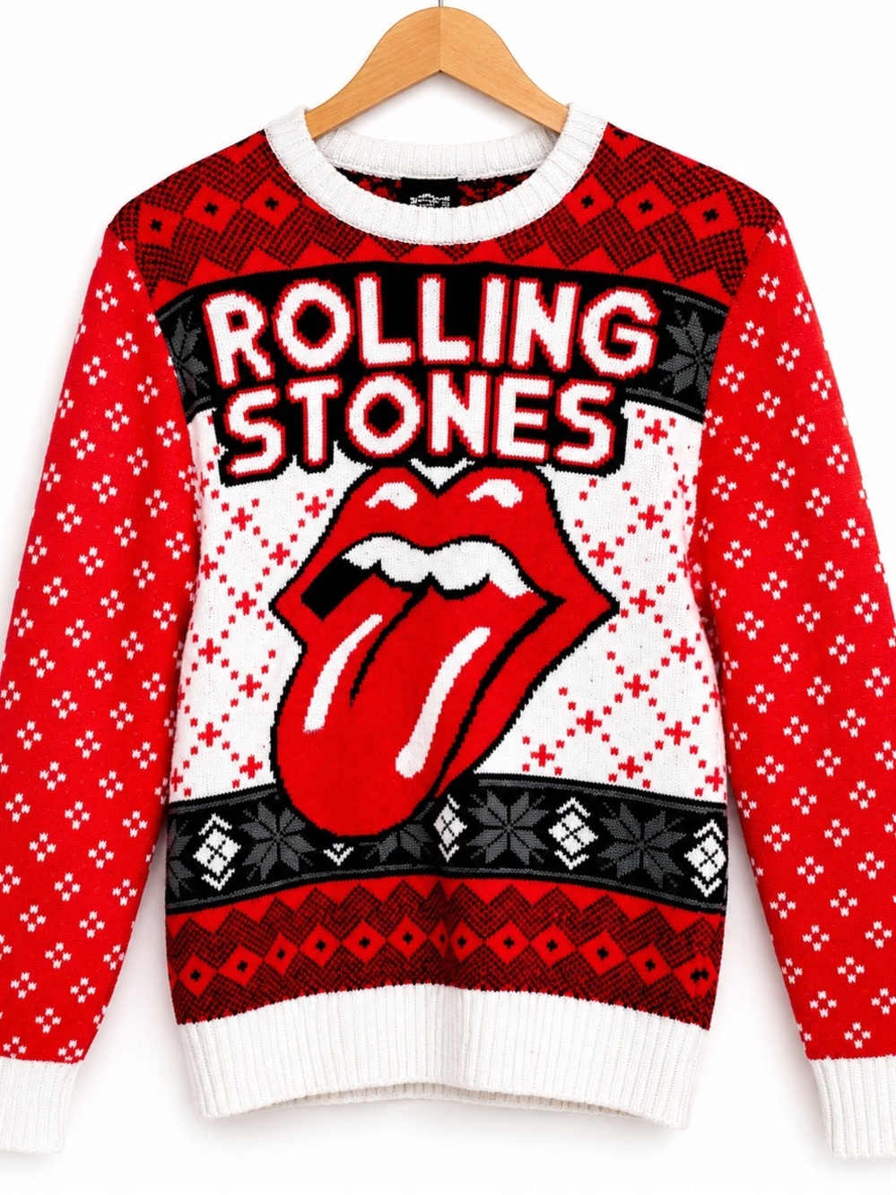 Rolling Stones Ugly Christmas Sweater Men's Small Fair Isle Crewneck
